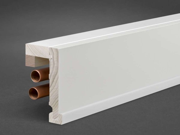 Massivholz weiß lackiert 85x81x2500 mm Rohrabdeckleiste Oberkante gerade